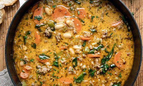 Tuscan Bean Soup cooked with white beans and green herbs